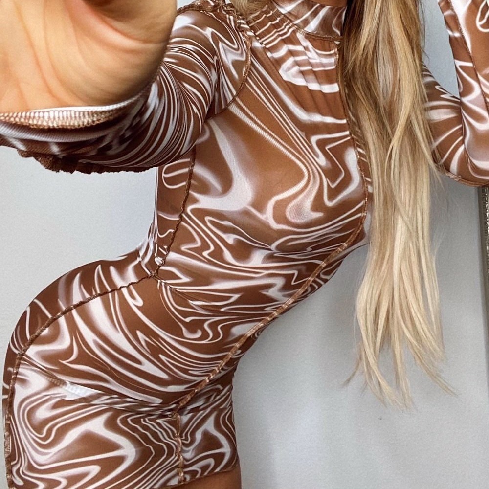 Abstract print mesh dress